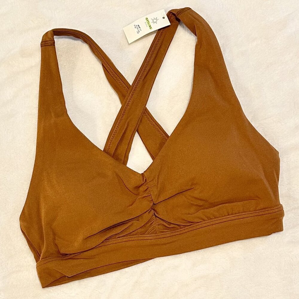 NWT Offline by Aerie Real Me Ruched Sports Bra in Carmel - Size: Medium